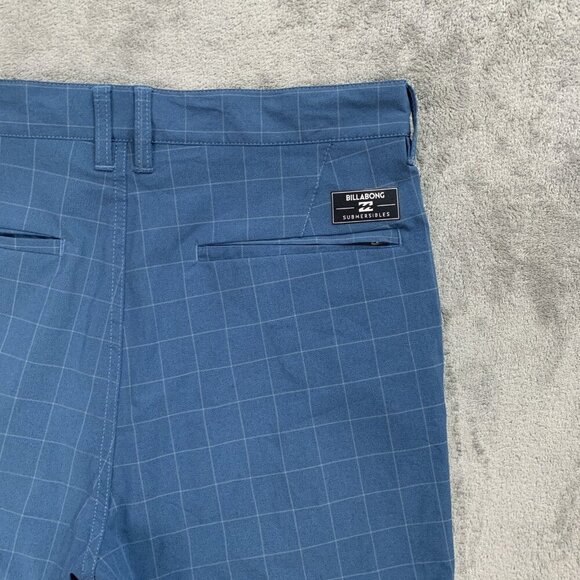 Billabong Shorts Mens 30 Blue Plaid Crossfire Submersibles Land Swim Casual 9” - Picture 11 of 12